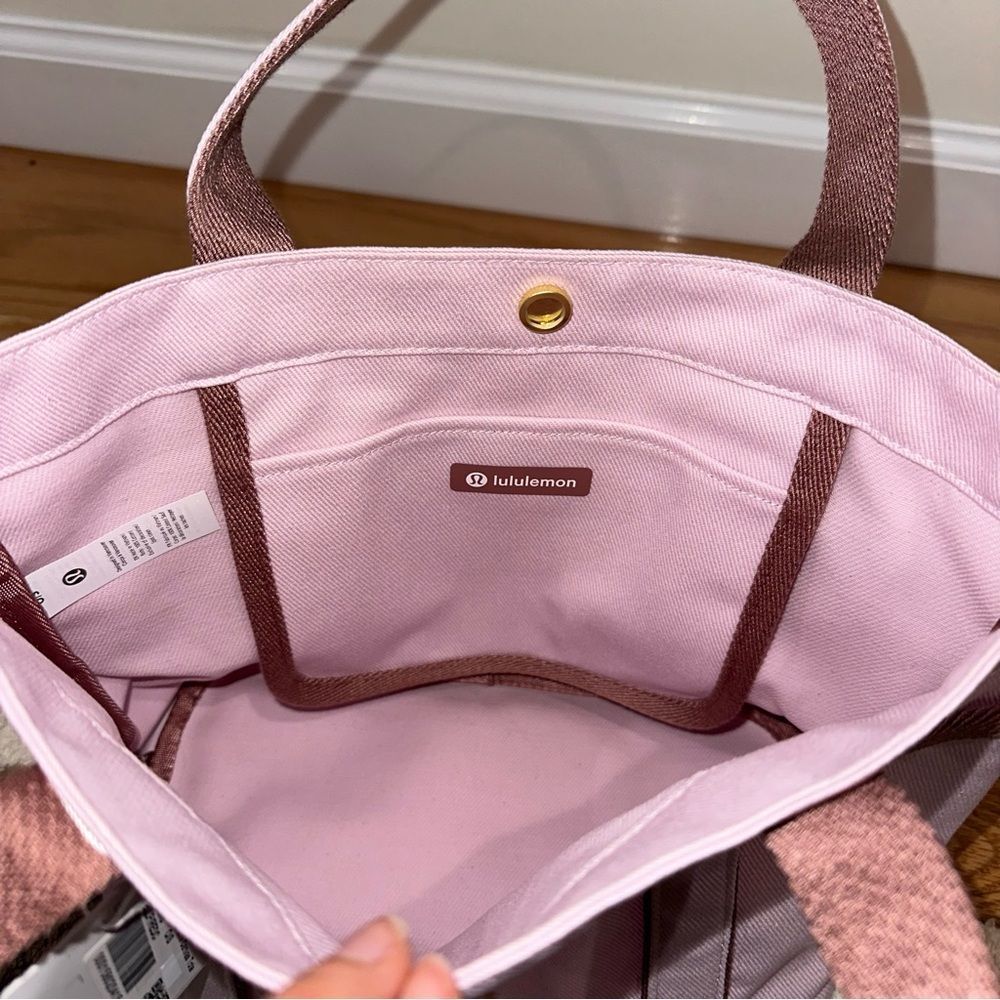 NWT 6.5L Lululemon Daily Multi-Pocket Mini Cotton Canvas Tote Bag Blissful Pink - Picture 7 of 10